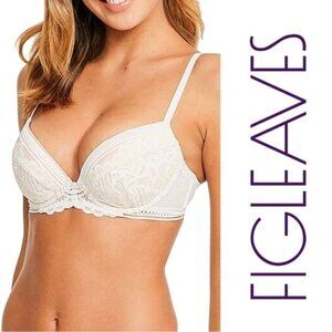 ASOS X Figleaves | Cream Harper Lace Plunge Bra | Size 32F